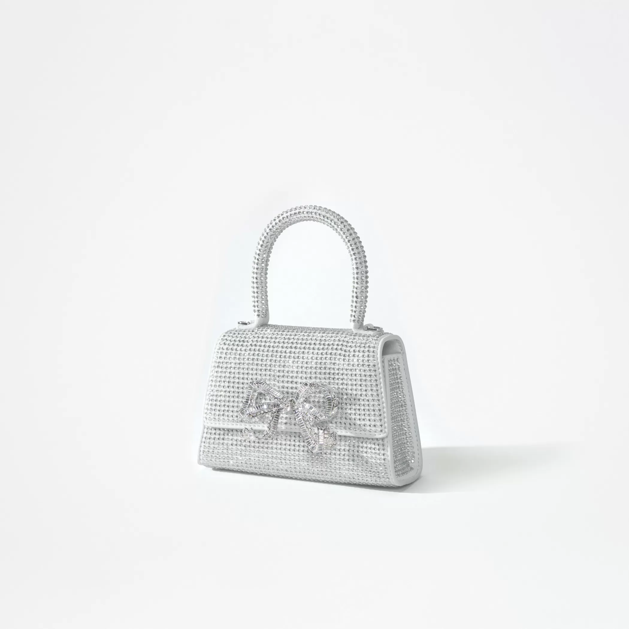 Self-Portrait > Silver Rhinestone Bow Micro Bag