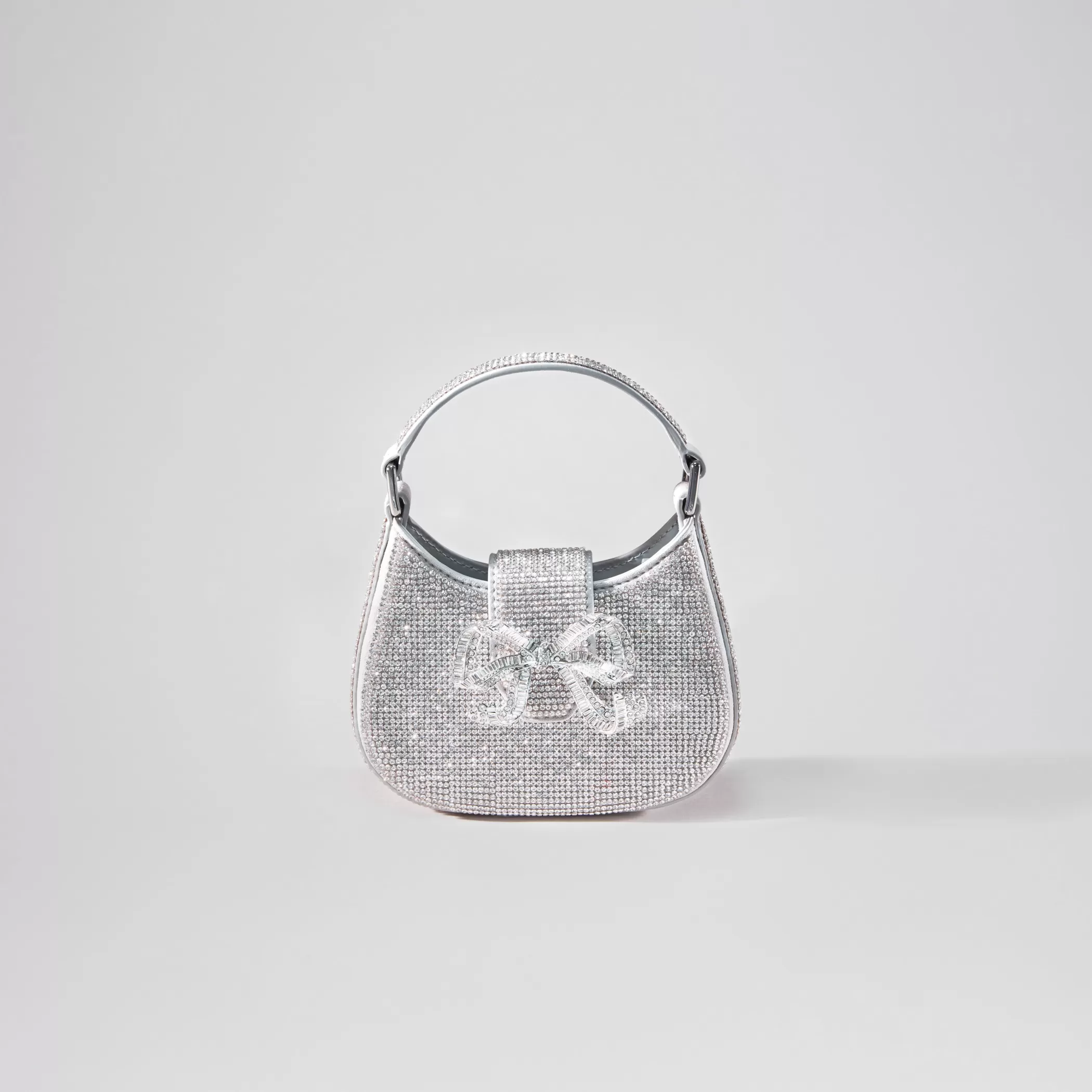 Self-Portrait > Silver Rhinestone Crescent Bow Micro Bag