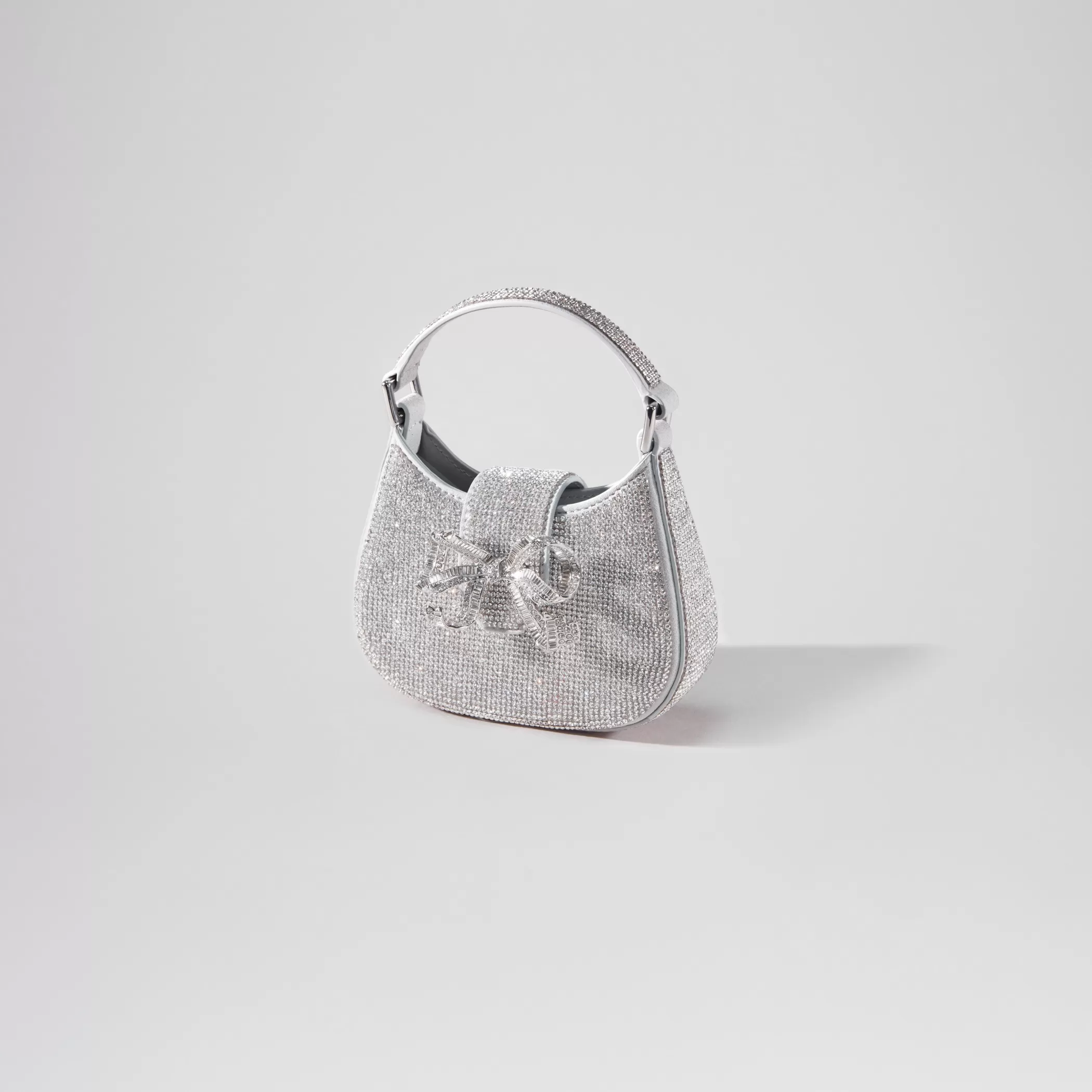 Self-Portrait > Silver Rhinestone Crescent Bow Micro Bag