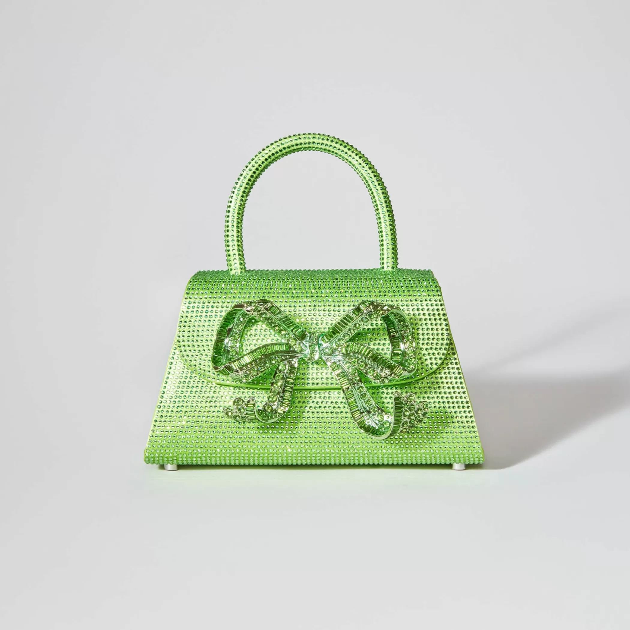 Self-Portrait > The Bow Mini in Lime Rhinestone