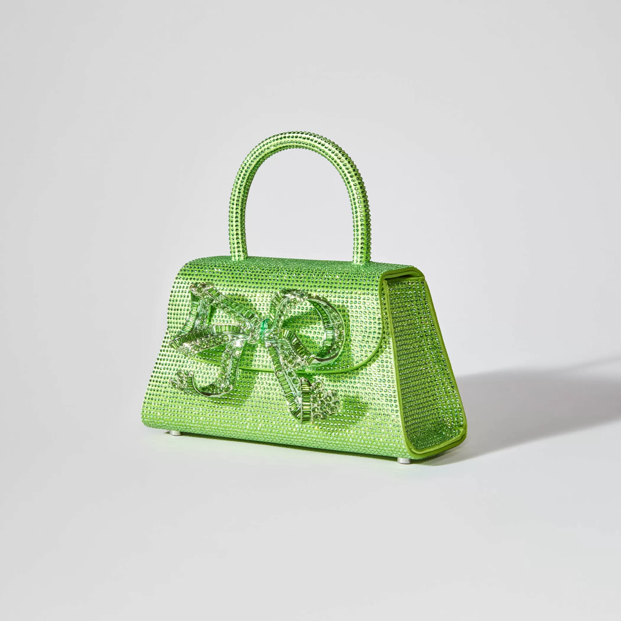 Self-Portrait > The Bow Mini in Lime Rhinestone