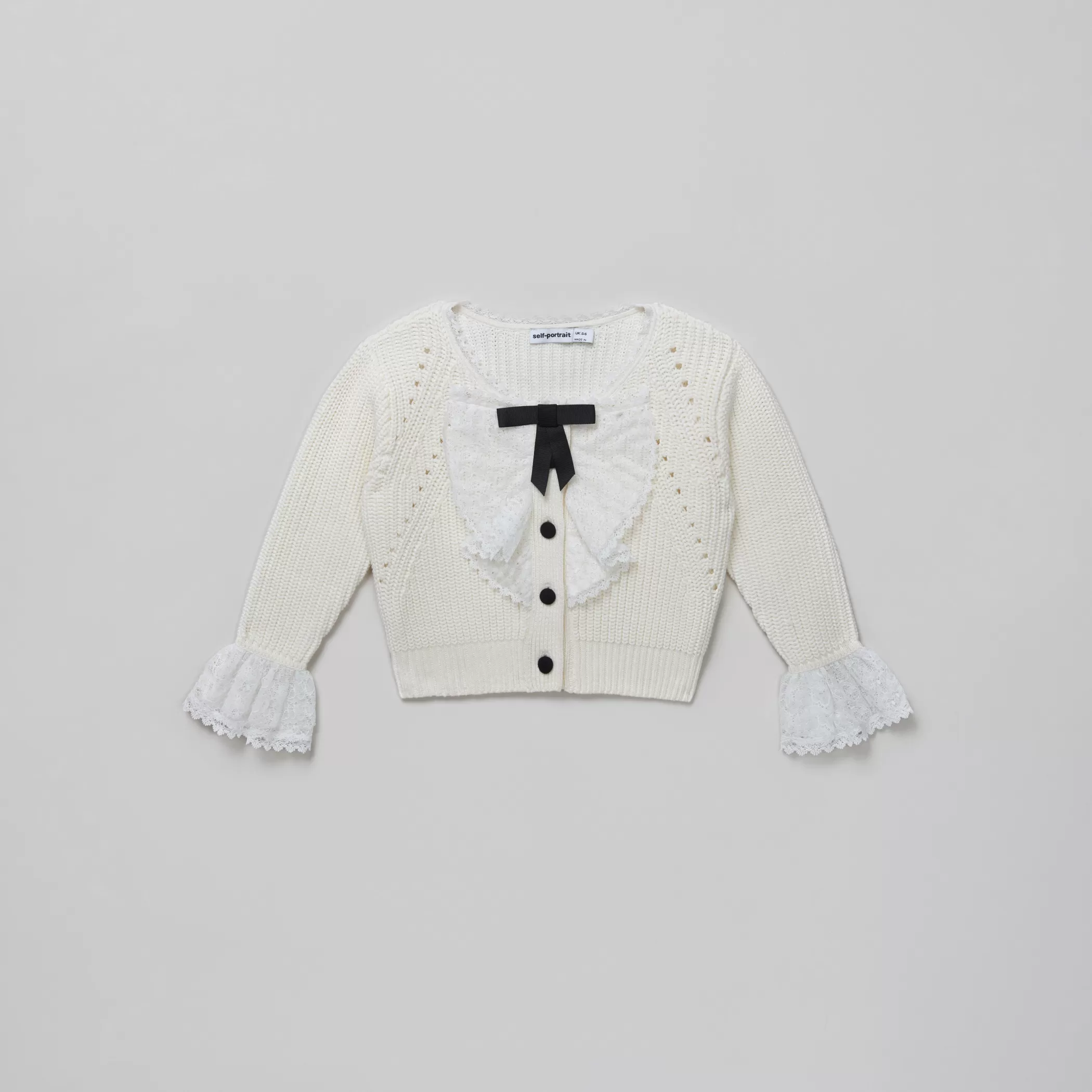 Self-Portrait > White Lace Bib Knit Cardigan