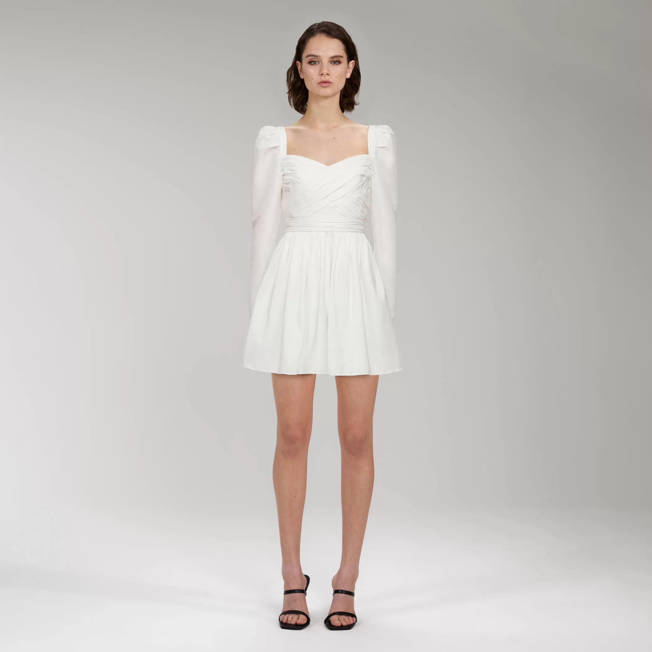 Self-Portrait > White Taffeta Mini Dress