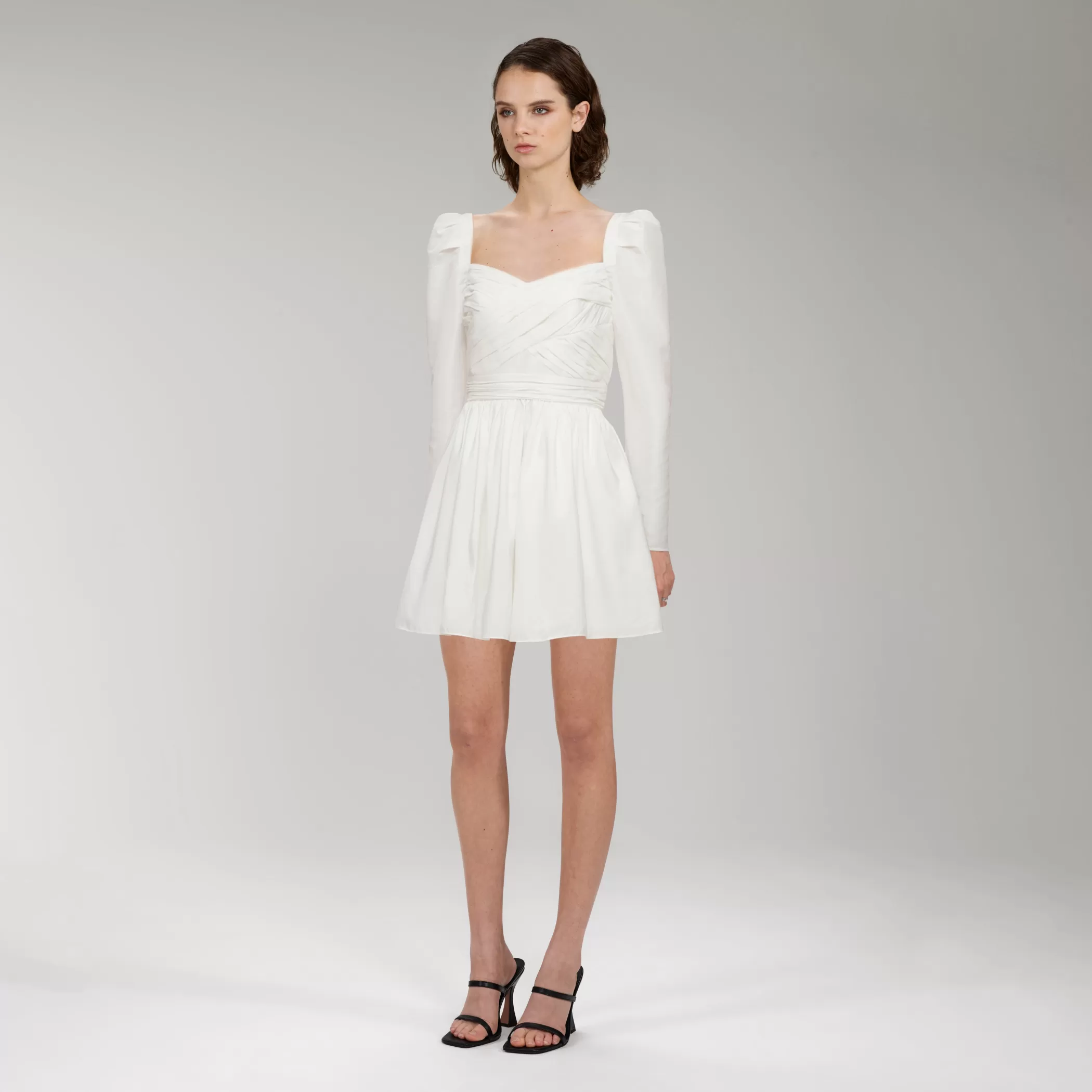 Self-Portrait > White Taffeta Mini Dress