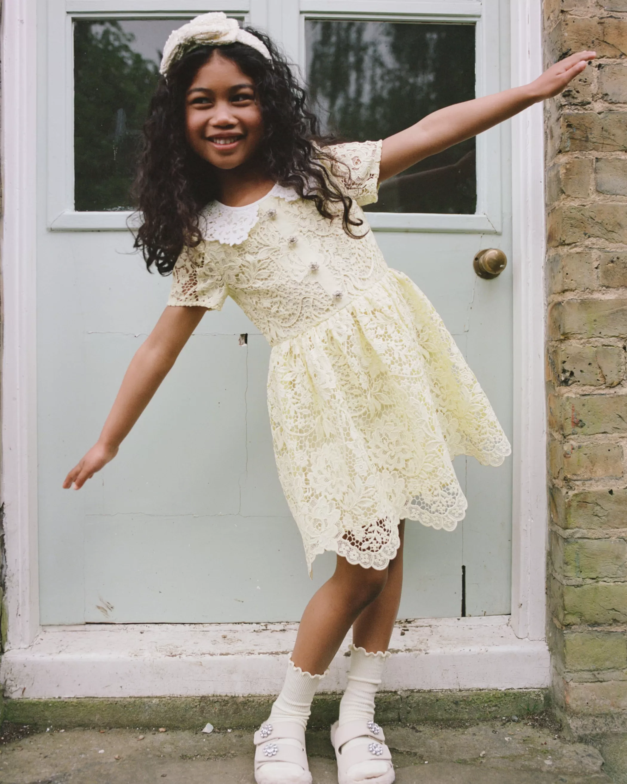 Self-Portrait > Yellow Floral Lace Dress